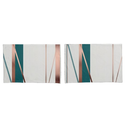 Minimalistisch Moderne Aquamarin & Kupfer Abstrakt Kissenbezug (Vorderseite-Set)