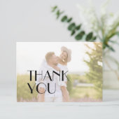 Minimalistisch Moderne Art Deco Foto Hochzeit Dankeskarte (Stehend Vorderseite)