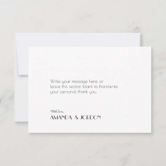 Minimalistisch Moderne Art Deco Foto Hochzeit Dankeskarte (Rückseite)