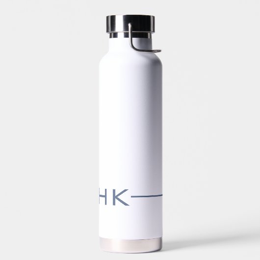 Minimalistisch-Moderne Blaue Mit Monogramm Initial Trinkflasche (Links)