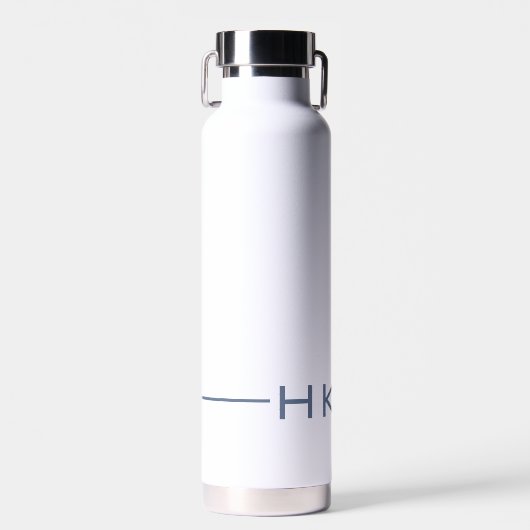 Minimalistisch-Moderne Blaue Mit Monogramm Initial Trinkflasche (Vorne)