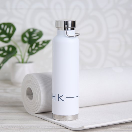 Minimalistisch-Moderne Blaue Mit Monogramm Initial Trinkflasche (Yoga)