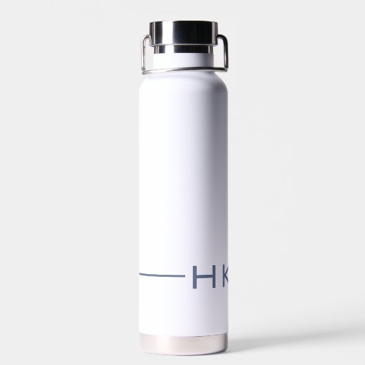 Minimalistisch-Moderne Blaue Mit Monogramm Initial Trinkflasche (Rückseite)