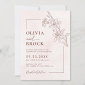 Minimalistisch Moderne Blumenkizze Hochzeit Einladung (Vorderseite)