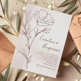 Minimalistisch Moderne Blumenkizze Hochzeit Einladung