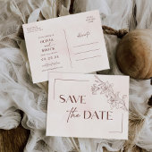 Minimalistisch Moderne Blumenkizze Hochzeit Einladungspostkarte