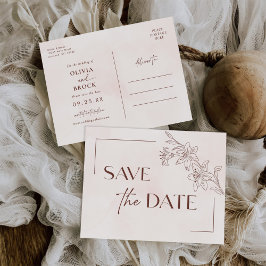 Minimalistisch Moderne Blumenkizze Hochzeit Einladungspostkarte