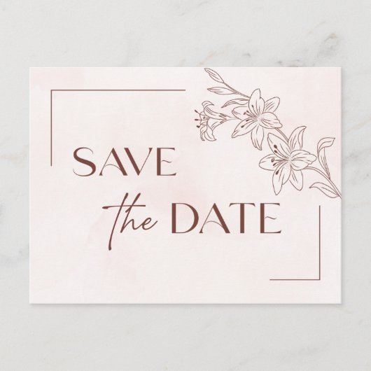 Minimalistisch Moderne Blumenkizze Hochzeit Einladungspostkarte (Vorderseite)