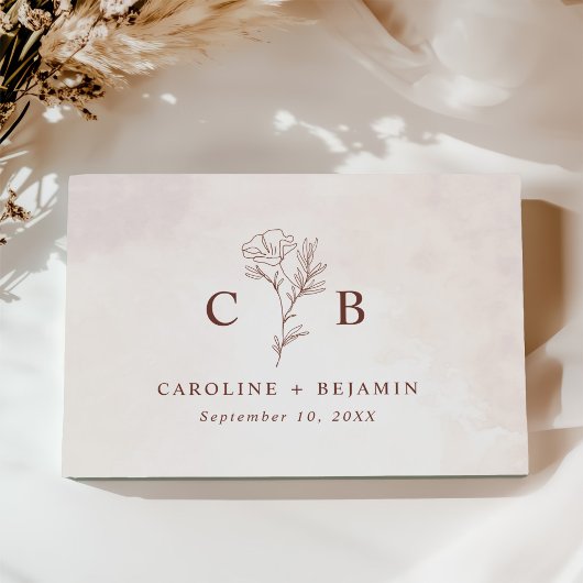 Minimalistisch Moderne Blumenkizze Hochzeit Gästebuch