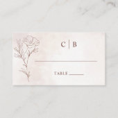 Minimalistisch Moderne Blumenkizze Hochzeit Platzkarte (Vorderseite)
