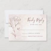 Minimalistisch Moderne Blumenkizze Hochzeit RSVP Karte (Vorderseite)