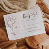 Minimalistisch Moderne Blumenkizze Hochzeit RSVP Karte