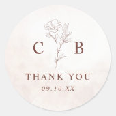 Minimalistisch Moderne Blumenkizze Hochzeit Runder Aufkleber (Vorderseite)