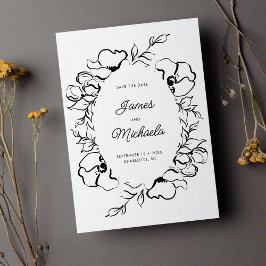 Minimalistisch Moderne Blumenkizze Hochzeit Save The Date