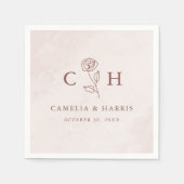 Minimalistisch Moderne Blumenkizze Hochzeit Serviette (Vorderseite)