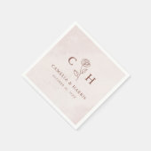 Minimalistisch Moderne Blumenkizze Hochzeit Serviette (Ecke)