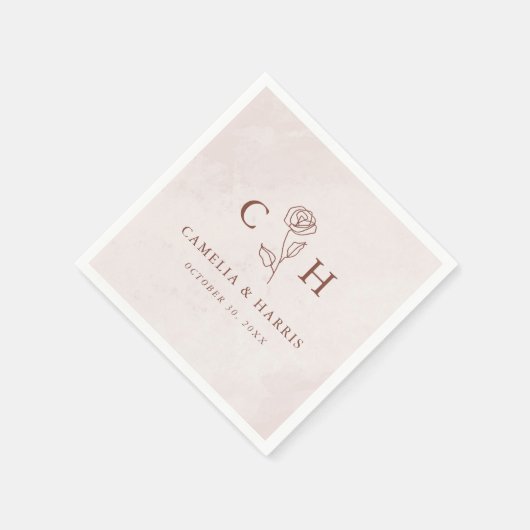 Minimalistisch Moderne Blumenkizze Hochzeit Serviette (Ecke)