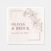 Minimalistisch Moderne Blumenkizze Hochzeit Serviette (Vorderseite)