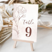 Minimalistisch Moderne Blumenkizze Hochzeit Tischnummer