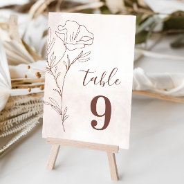 Minimalistisch Moderne Blumenkizze Hochzeit Tischnummer