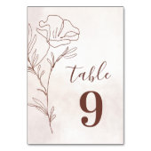 Minimalistisch Moderne Blumenkizze Hochzeit Tischnummer (Vorderseite)
