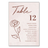 Minimalistisch Moderne Blumenkizze Hochzeit Tischnummer (Vorderseite)