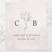 Minimalistisch Moderne Blumenkizze Hochzeit Weinetikett (Einzelnes Label)