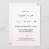Minimalistisch Moderne Blush Pink Fade Chic Hochze Einladung (Vorne/Hinten)