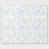 Minimalistisch Moderne botanische blaue Blätter Geschenkpapier (Flach)