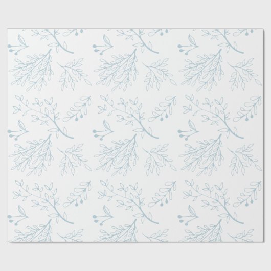 Minimalistisch Moderne botanische blaue Blätter Geschenkpapier (Flach)
