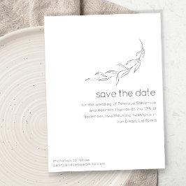 Minimalistisch Moderne botanische Zeichnend Chic W Save The Date