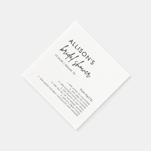 Minimalistisch Moderne Brautparty Spaß Fakten Napk Serviette (Ecke)