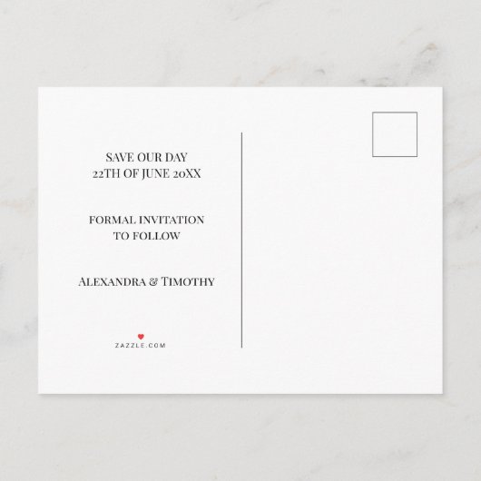 Minimalistisch Moderne Champagner Rosa Hochzeit Ankündigungspostkarte (Rückseite)