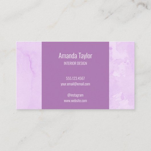 Minimalistisch Moderne dunkle Lila Wasserfarbe Visitenkarte (Rückseite)