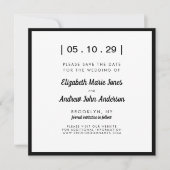 Minimalistisch Moderne, einfache, fette Schwarz-we Save The Date (Vorderseite)