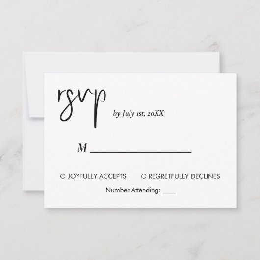 Minimalistisch moderne, einfache Rsvp-Karte RSVP Karte (Vorderseite)