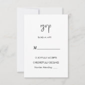 Minimalistisch moderne, einfache Rsvp-Karte RSVP Karte (Vorderseite)