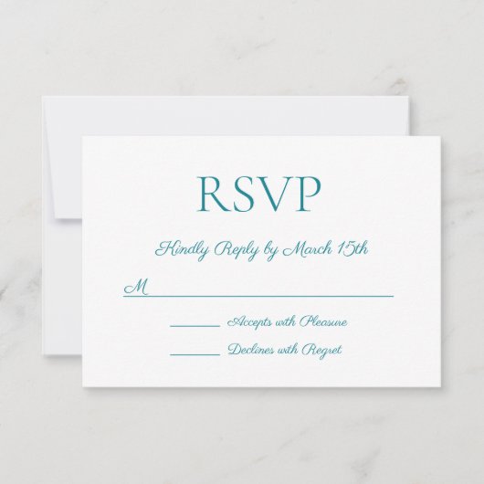 Minimalistisch Moderne Elegance Aquamarine Hochzei RSVP Karte (Vorderseite)
