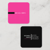 Minimalistisch Moderne Elegant Hot Pink & Black Quadratische Visitenkarte (Vorne/Hinten)