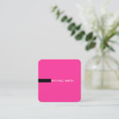 Minimalistisch Moderne Elegant Hot Pink & Black Quadratische Visitenkarte (Stehend Vorderseite)