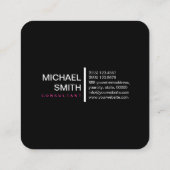 Minimalistisch Moderne Elegant Hot Pink & Black Quadratische Visitenkarte (Rückseite)