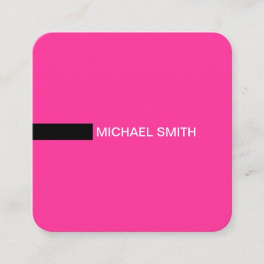 Minimalistisch Moderne Elegant Hot Pink & Black Quadratische Visitenkarte (Vorderseite)