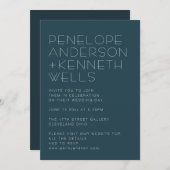 Minimalistisch Moderne Elegante Aquamarine Hochzei Einladung (Vorne/Hinten)