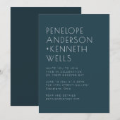 Minimalistisch Moderne Elegante Aquamarine Hochzei Einladung (Vorne/Hinten)