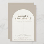 Minimalistisch Moderne Elegante Arch Taupe Braun H Einladung (Vorne/Hinten)