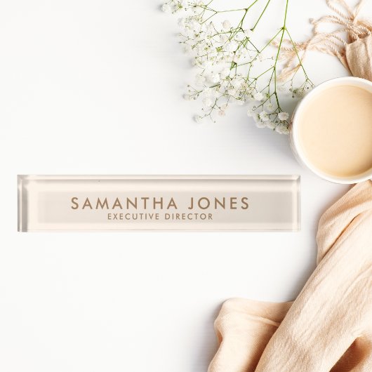 Minimalistisch Moderne Elegante Creme Namensplakette