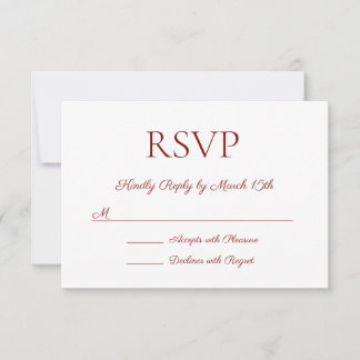 Minimalistisch Moderne Elegante Deep Red Wedding RSVP Karte