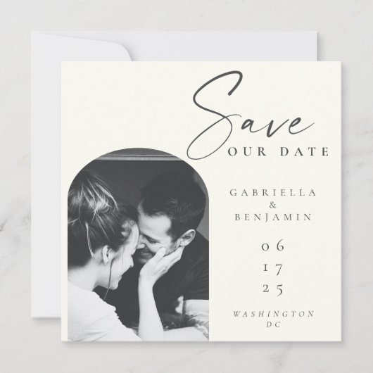 Minimalistisch Moderne Elegante Elfenbeinküste und Save The Date (Vorderseite)