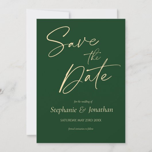 Minimalistisch Moderne Elegante Grüne Hochzeit Save The Date (Vorderseite)