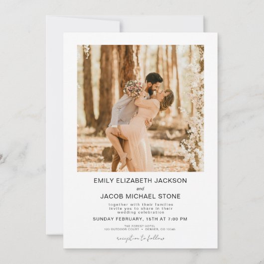 Minimalistisch Moderne Elegante Hochzeit einfach Einladung (Rückseite)